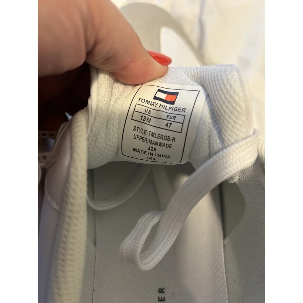 Tommy Hilfiger White Black Beige Lace Up Sneakers TMLERGE-R